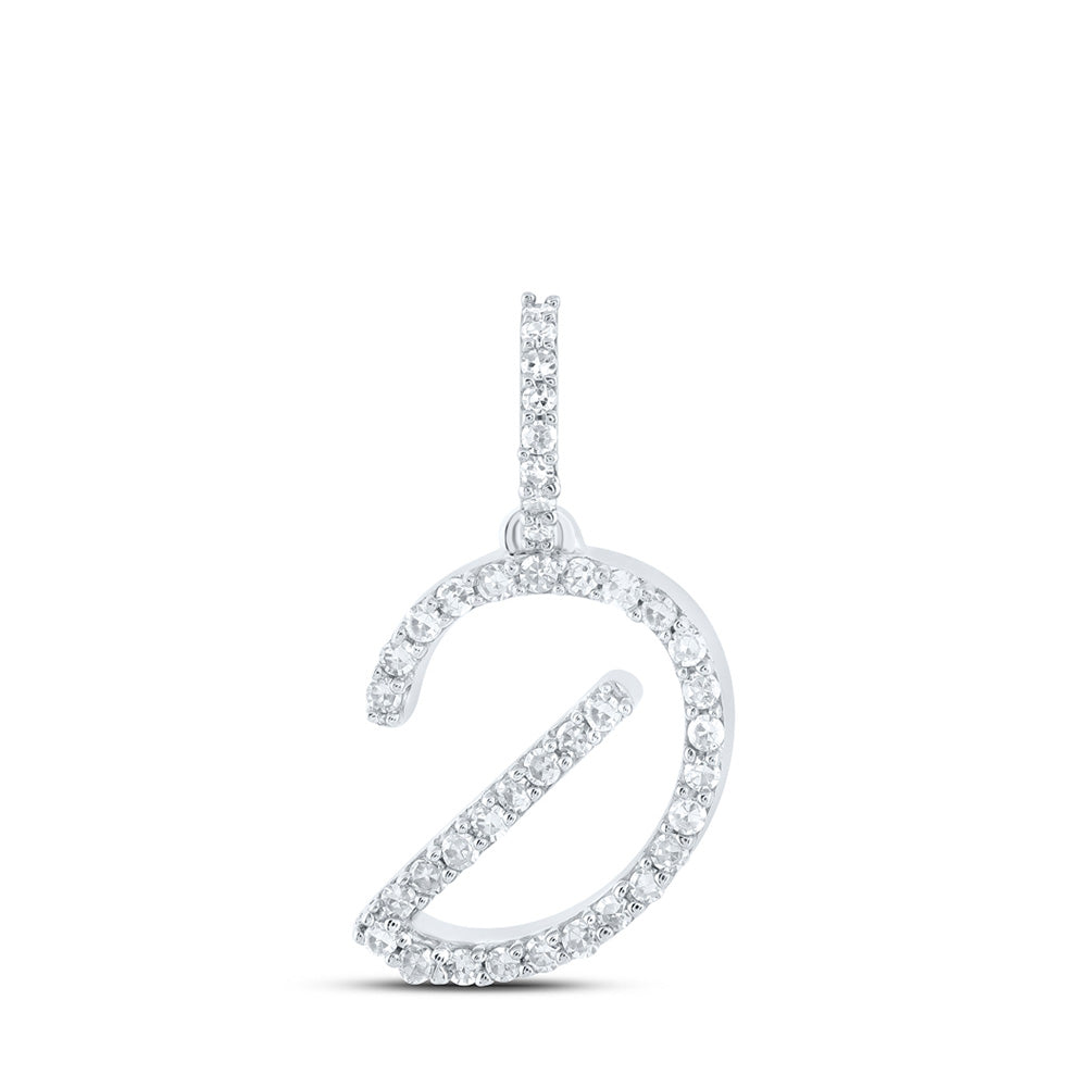 10K Yellow Or White Or Rose Gold Womens Round Diamond D Initial Letter Pendant