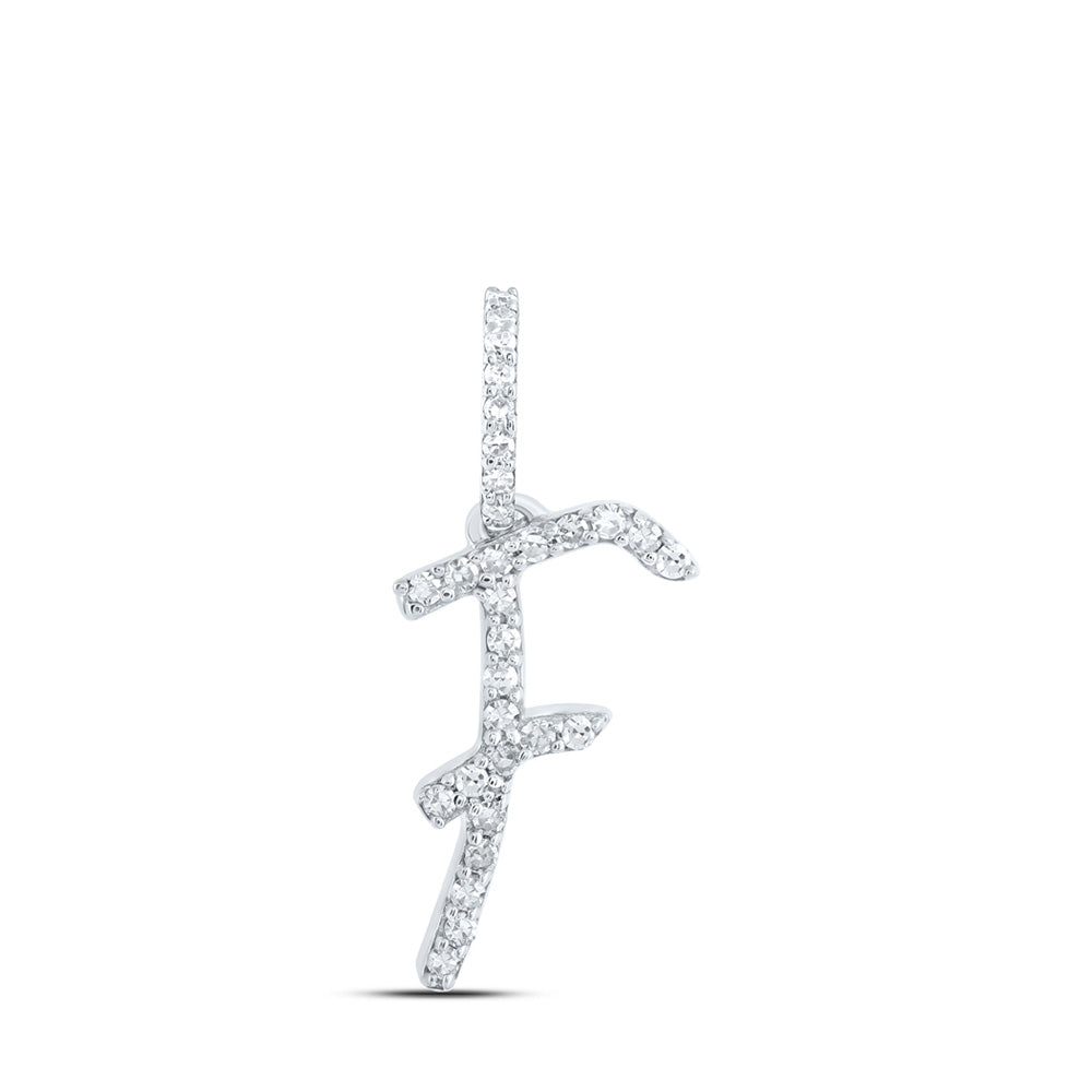 10K Yellow Or White Or Rose Gold Womens Round Diamond F Initial Letter Pendant