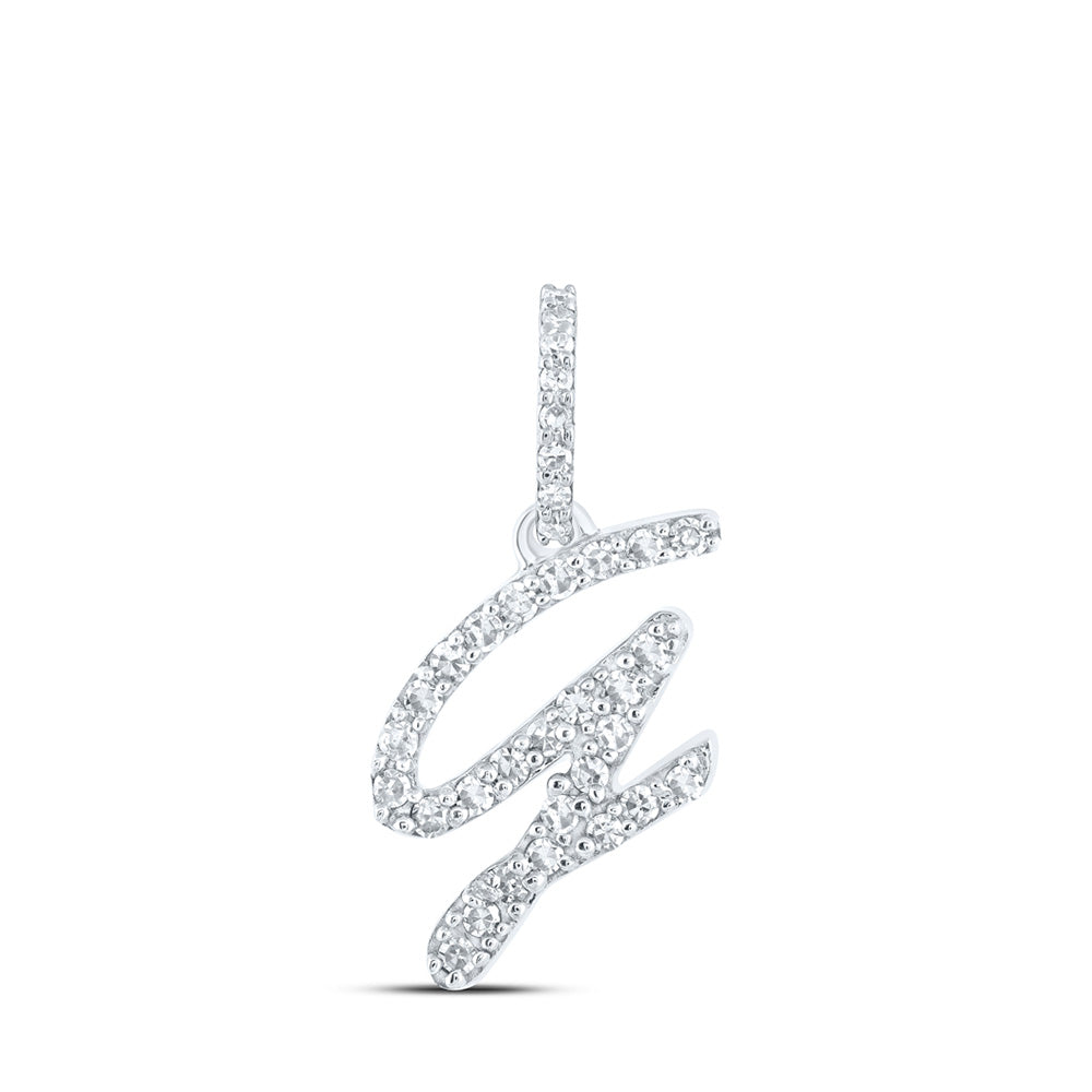 10K Yellow Or White Or Rose Gold Womens Round Diamond G Initial Letter Pendant
