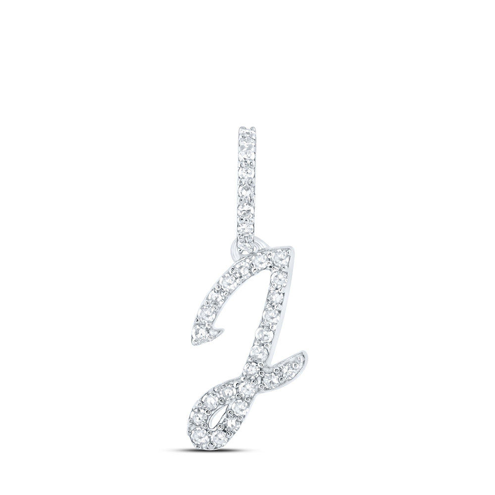 10K Yellow Or White Or Rose Gold Womens Round Diamond J Initial Letter Pendant