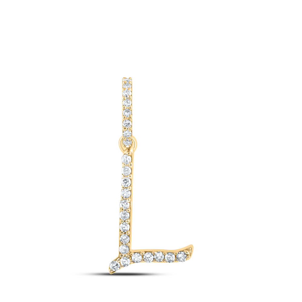 10K White Or Yellow Gold Womens Round Diamond L Initial Letter Pendant