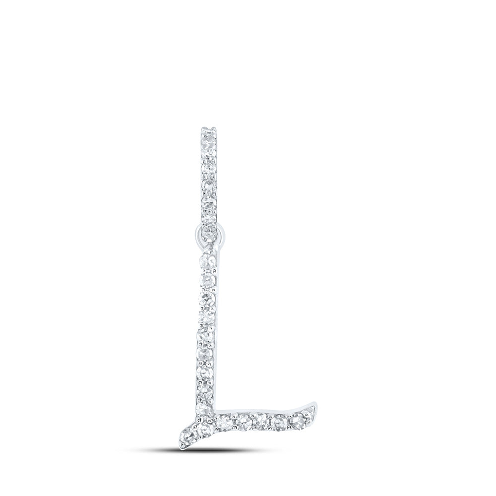 10K White Or Yellow Gold Womens Round Diamond L Initial Letter Pendant