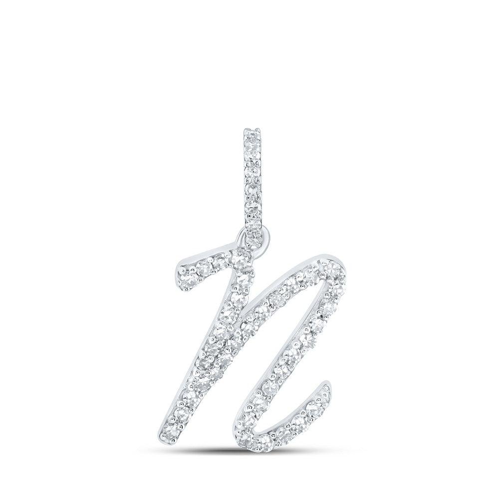 10K Yellow Or White Or Rose Gold Womens Round Diamond N Initial Letter Pendant