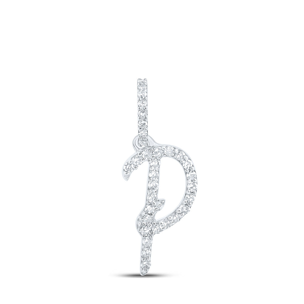 10K Yellow Or White Or Rose Gold Womens Round Diamond P Initial Letter Pendant