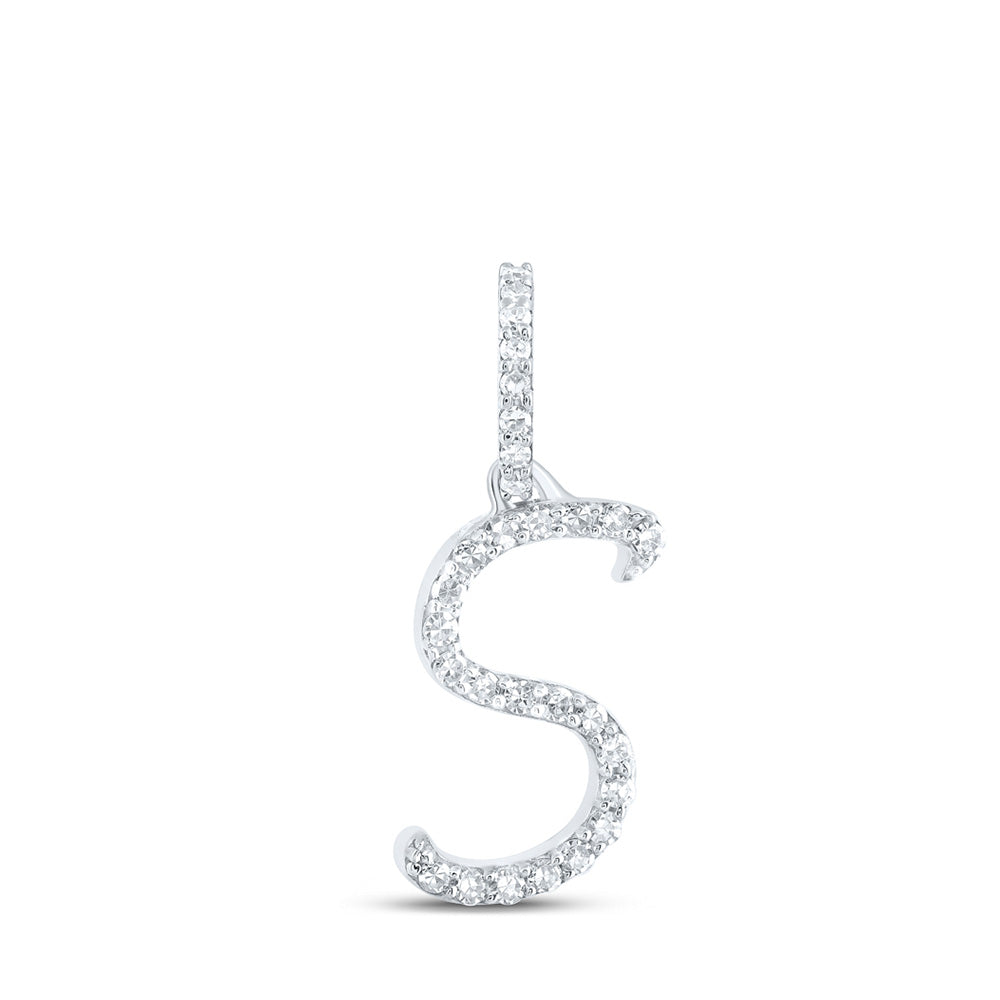 10K Yellow Or White Or Rose Gold Womens Round Diamond S Initial Letter Pendant