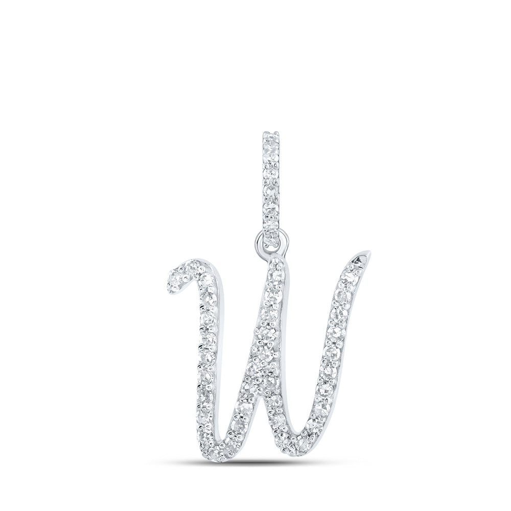 10K Yellow Or White Or Rose Gold Womens Round Diamond W Initial Letter Pendant