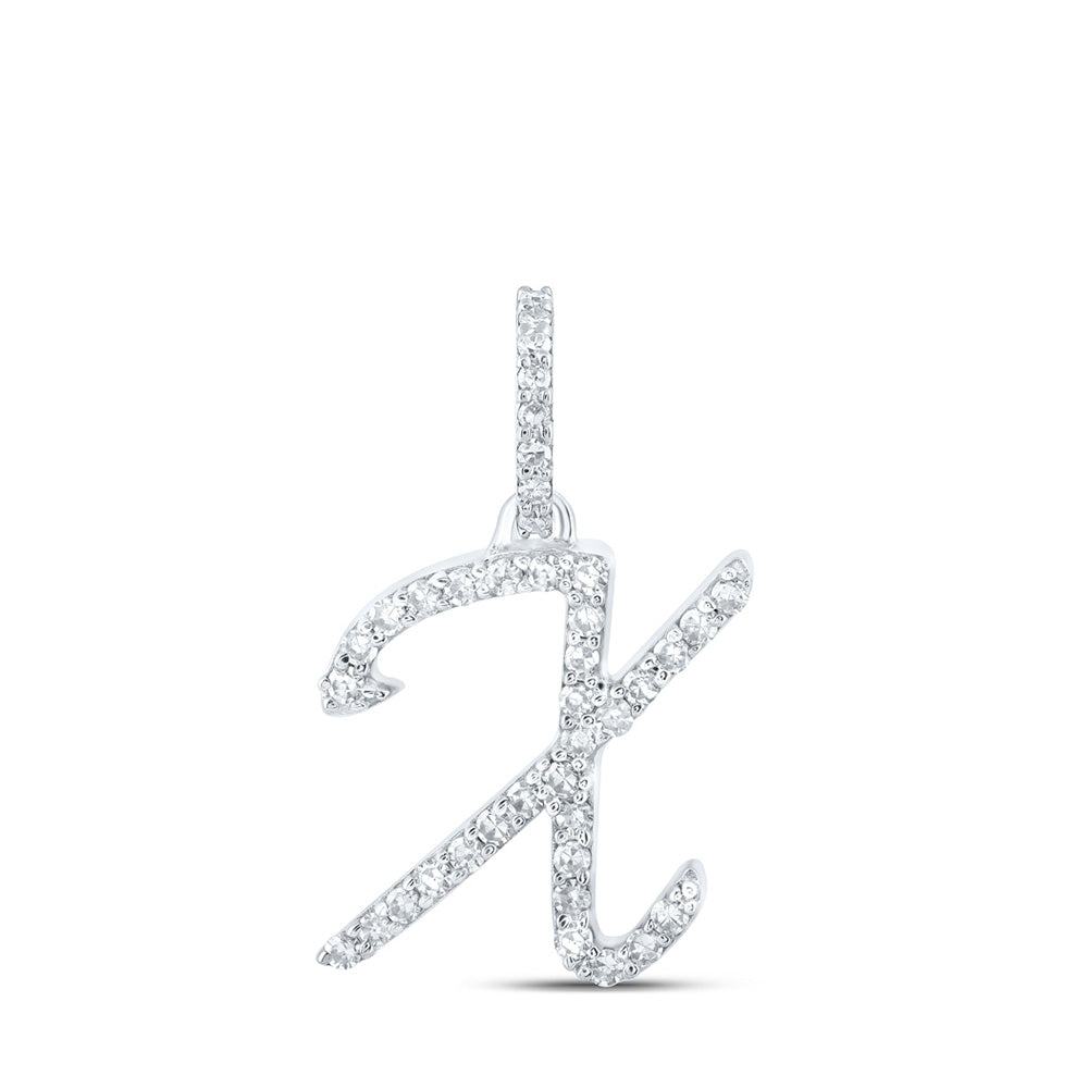 10K Yellow Or White Or Rose Gold Womens Round Diamond X Initial Letter Pendant