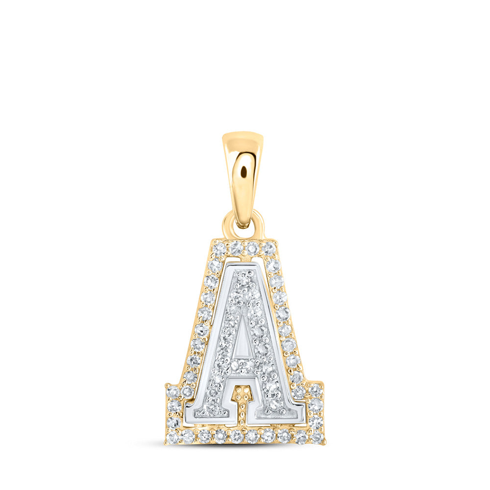 10K Yellow Or Rose Gold Womens Round Diamond A Initial Letter Pendant