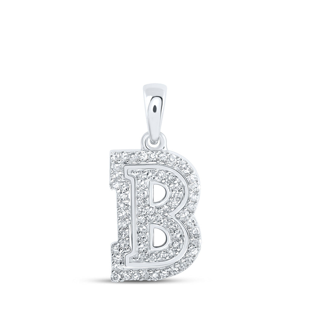 10K Yellow Or White Or Rose Gold Womens Round Diamond B Initial Letter Pendant
