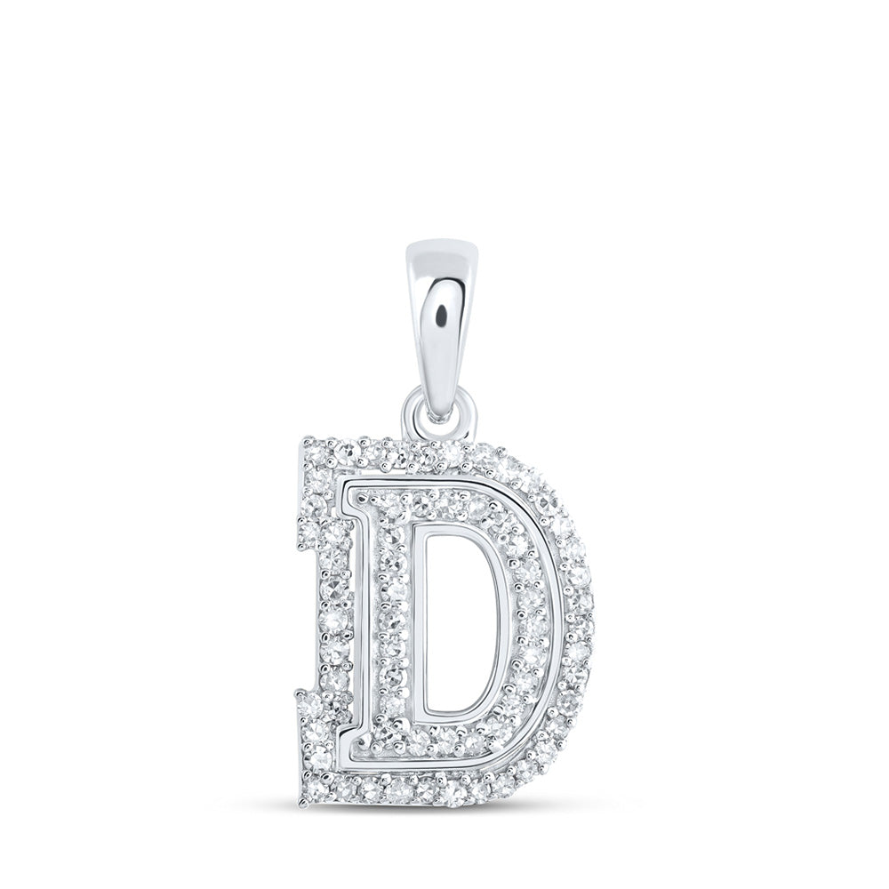 10K Yellow Or White Or Rose Gold Womens Round Diamond D Initial Letter Pendant