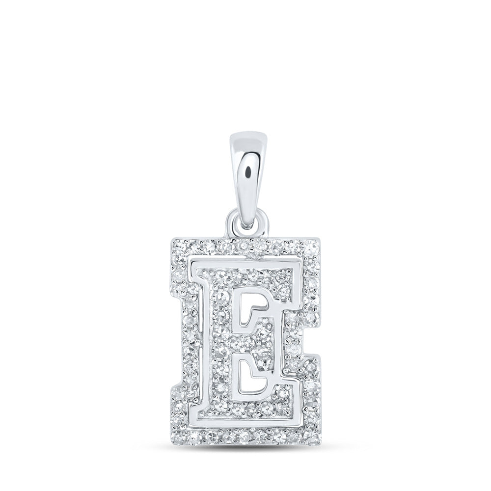 10K Yellow Or White Or Rose Gold Womens Round Diamond E Initial Letter Pendant