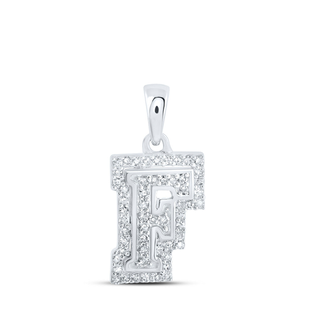 10K Yellow Or White Or Rose Gold Womens Round Diamond F Initial Letter Pendant