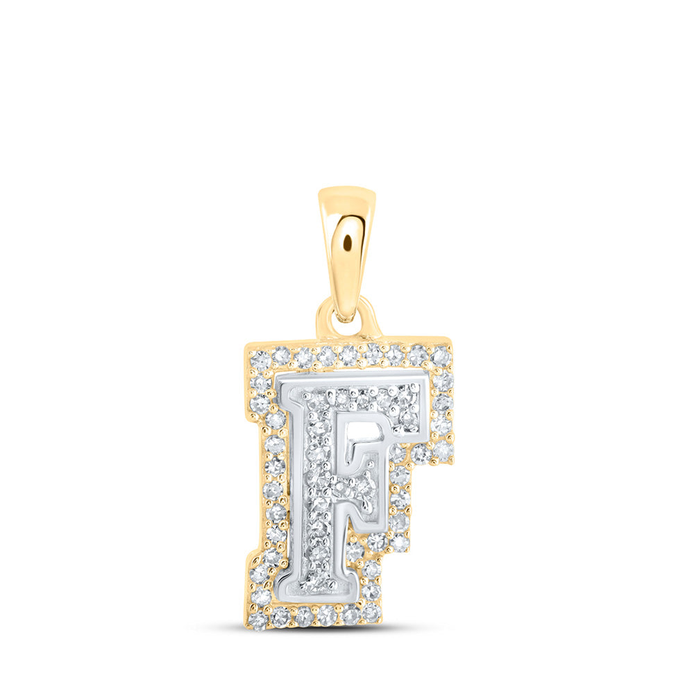 10K Yellow Or White Or Rose Gold Womens Round Diamond F Initial Letter Pendant