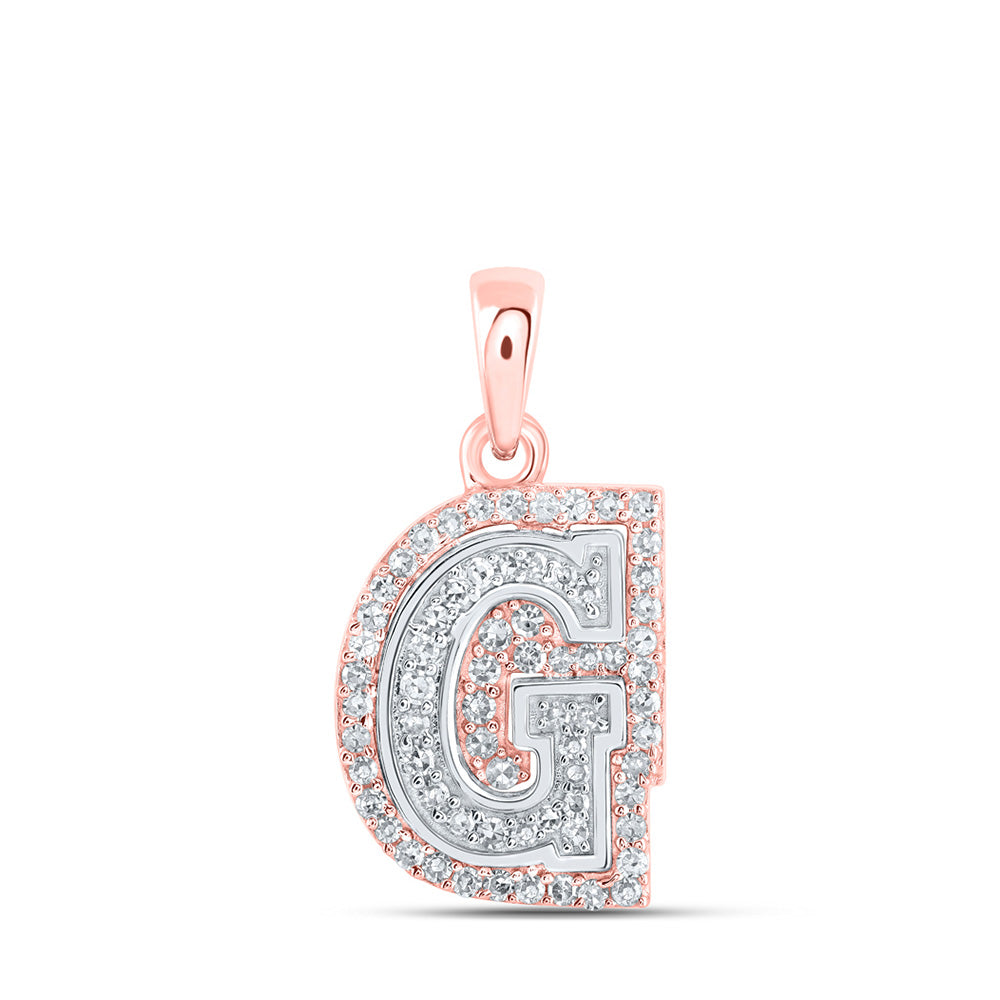 10K Yellow Or White Or Rose Gold Womens Round Diamond G Initial Letter Pendant