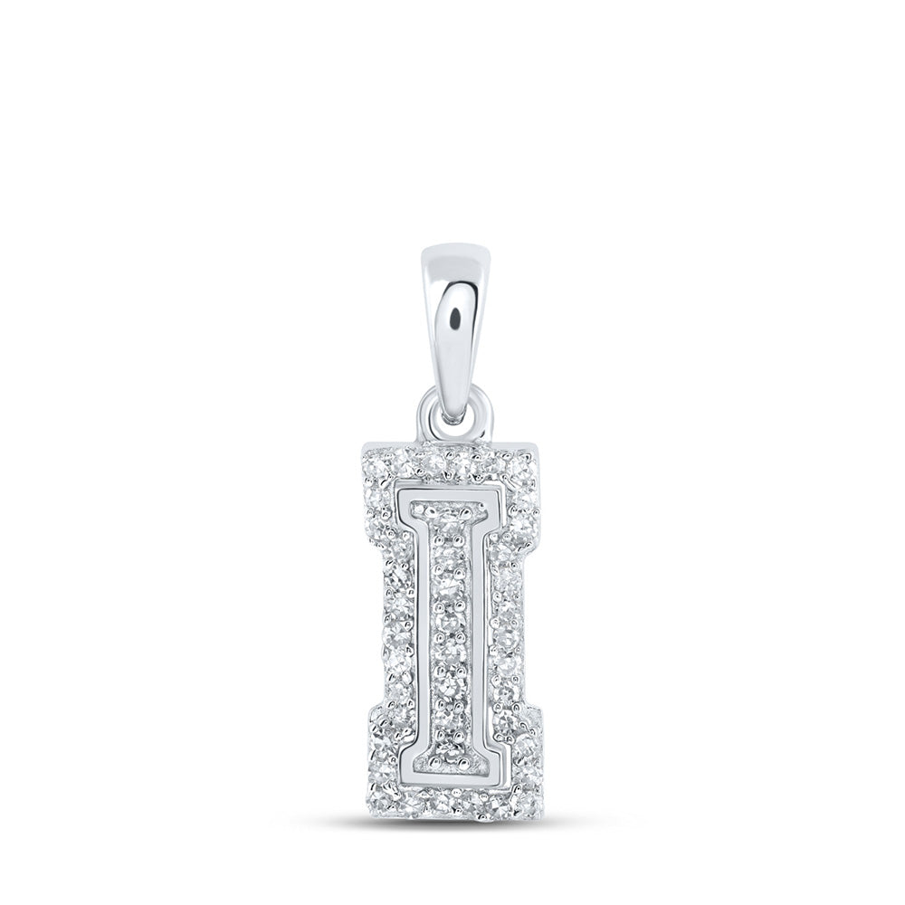 10K Two-tone Gold Womens Round Diamond Initial Letter Pendant
