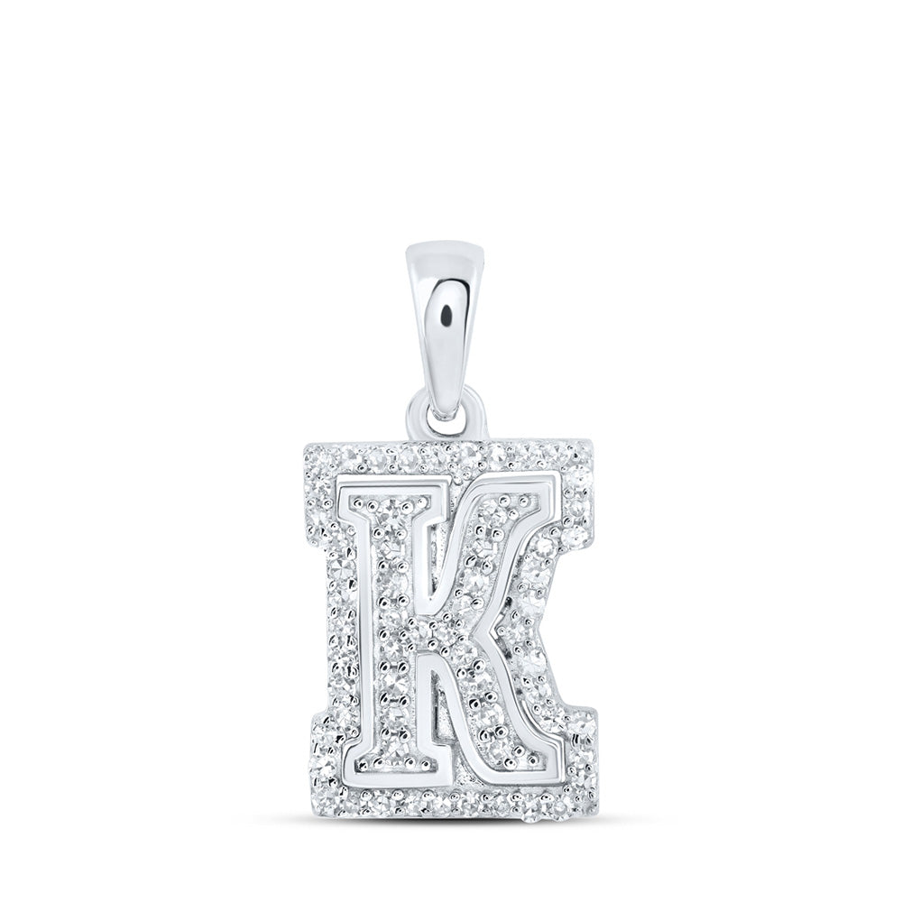 10K Yellow Or White Or Rose Gold Womens Round Diamond K Initial Letter Pendant