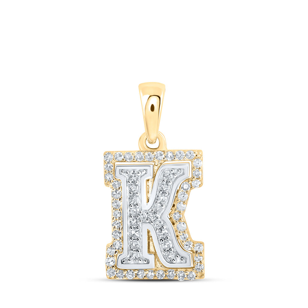 10K Yellow Or White Or Rose Gold Womens Round Diamond K Initial Letter Pendant