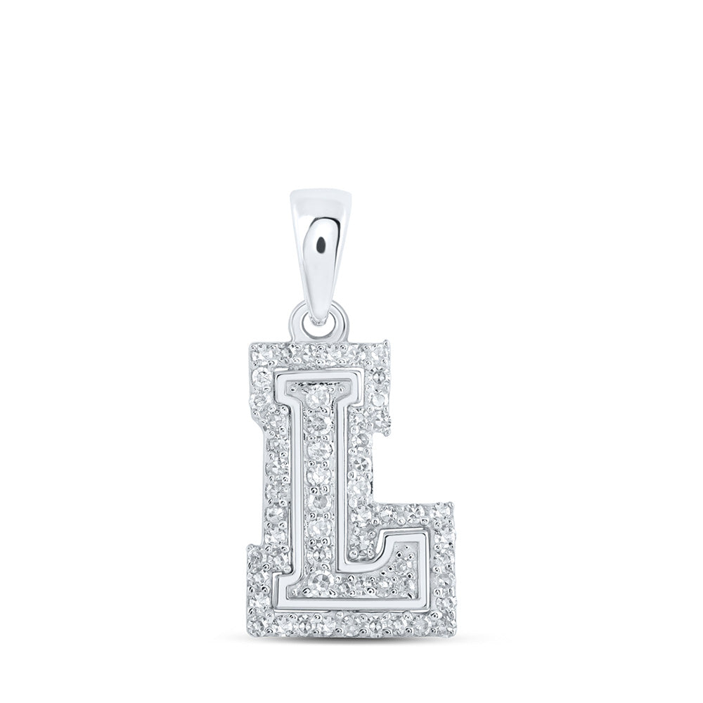 10K Yellow Or White Or Rose Gold Womens Round Diamond L Initial Letter Pendant