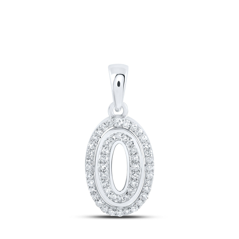 10K Yellow Or White Or Rose Gold Womens Round Diamond O Initial Letter Pendant