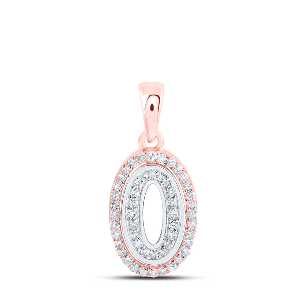10K Yellow Or White Or Rose Gold Womens Round Diamond O Initial Letter Pendant