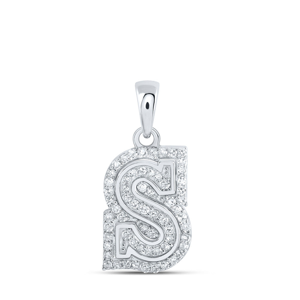 10K Yellow Or White Or Rose Gold Womens Round Diamond S Initial Letter Pendant