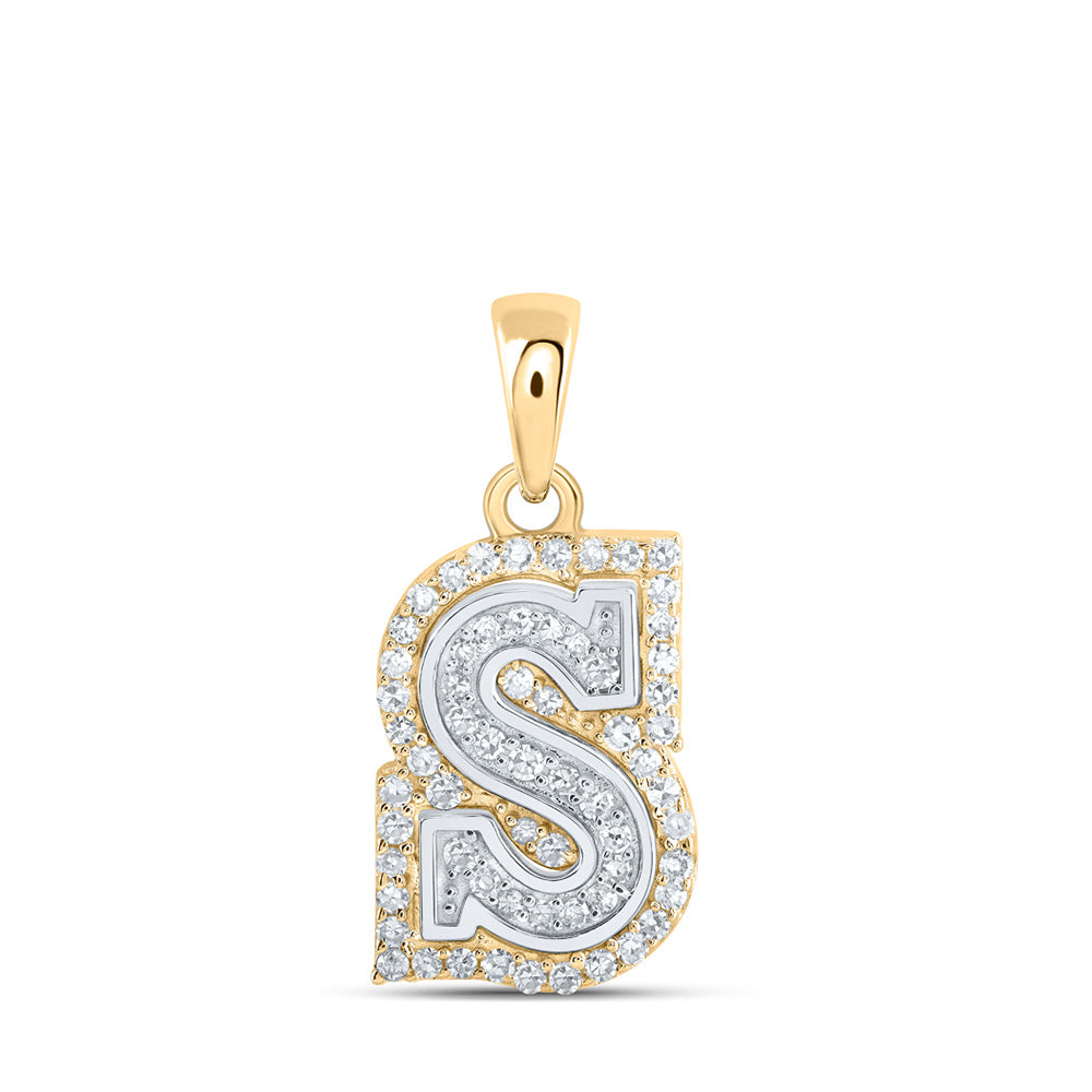 10K Yellow Or White Or Rose Gold Womens Round Diamond S Initial Letter Pendant