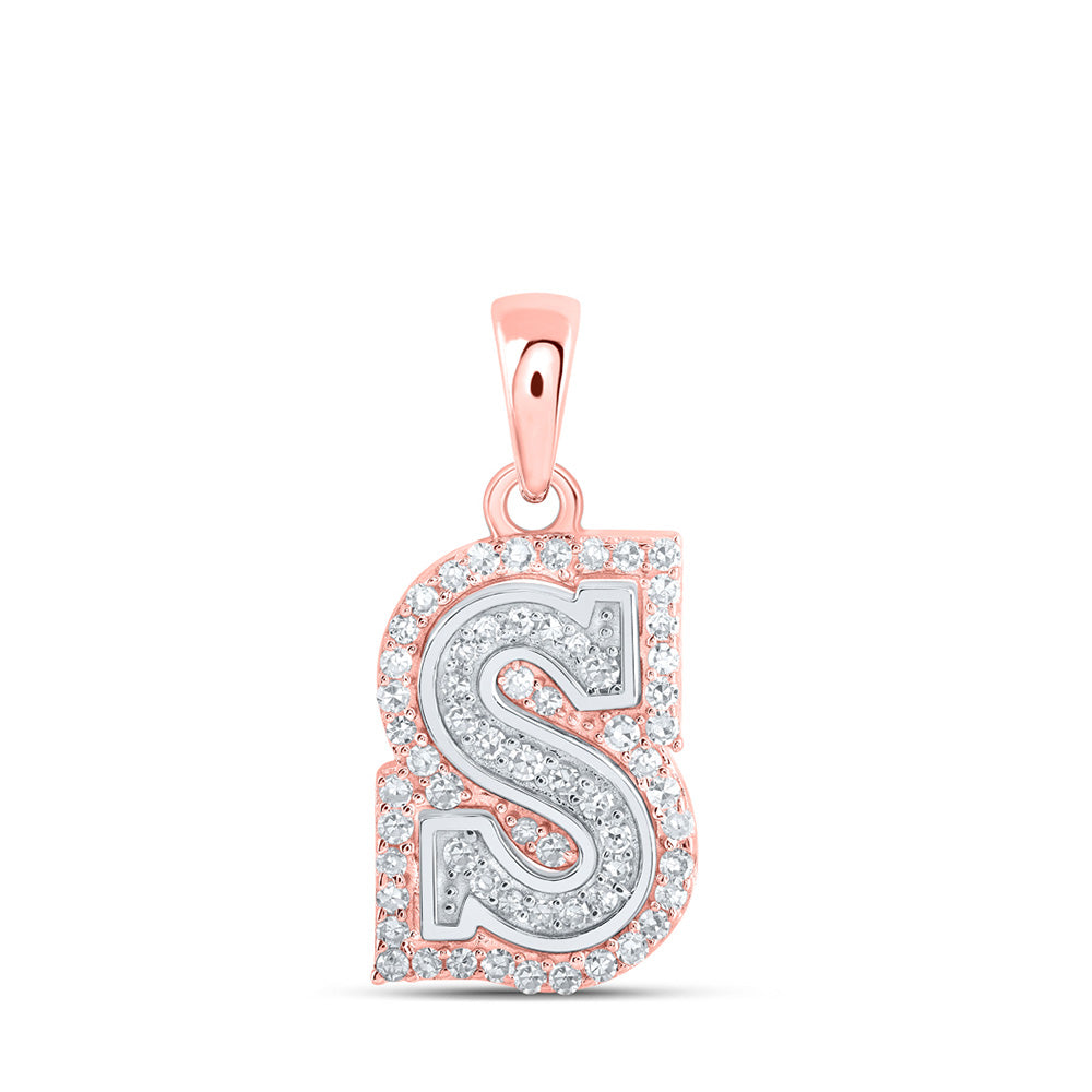 10K Yellow Or White Or Rose Gold Womens Round Diamond S Initial Letter Pendant
