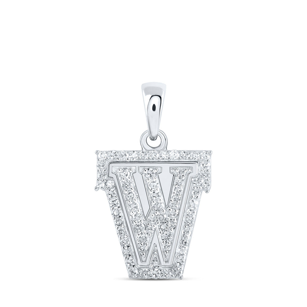 10K Yellow Or White Or Rose Gold Womens Round Diamond W Initial Letter Pendant