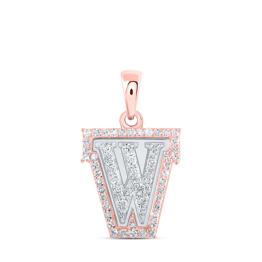 10K Yellow Or White Or Rose Gold Womens Round Diamond W Initial Letter Pendant