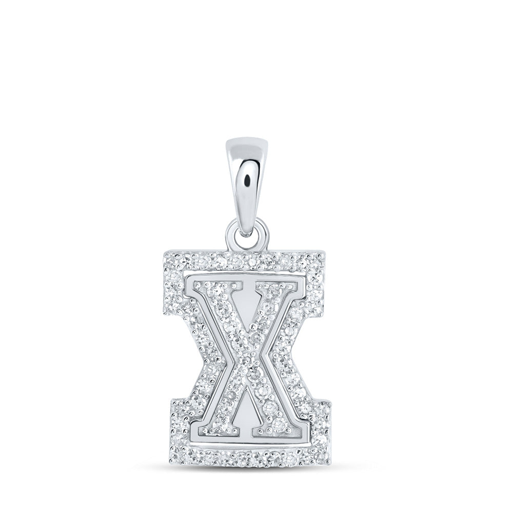10K Yellow Or White Or Rose Gold Womens Round Diamond X Initial Letter Pendant