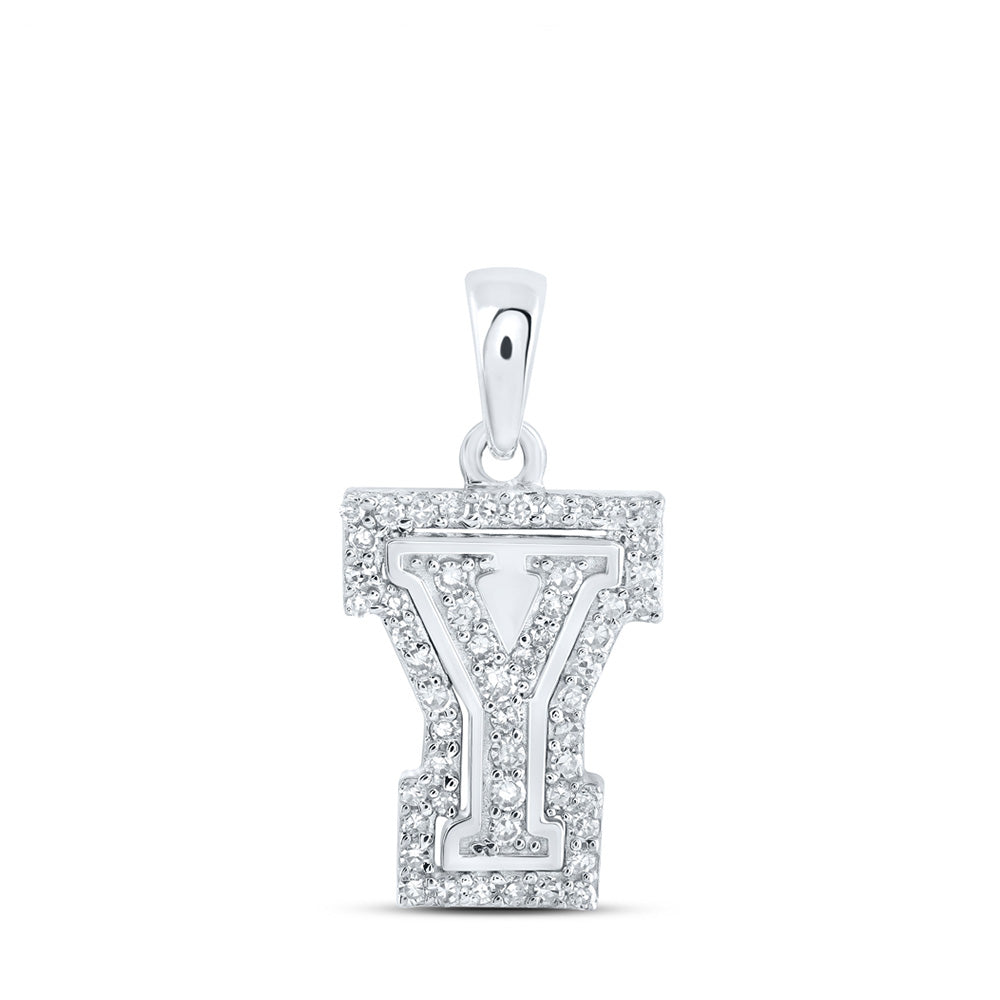 10K Yellow Or White Or Rose Gold Womens Round Diamond Y Initial Letter Pendant