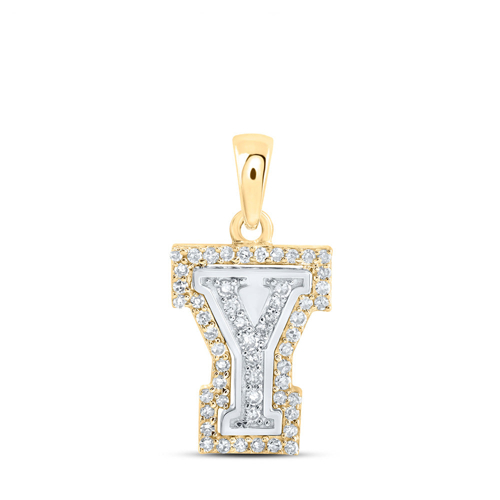 10K Yellow Or White Or Rose Gold Womens Round Diamond Y Initial Letter Pendant
