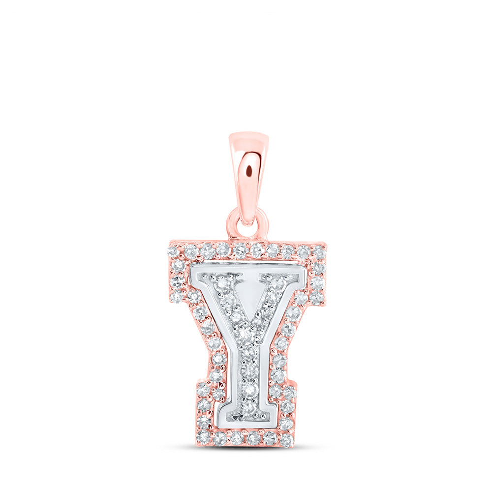 10K Yellow Or White Or Rose Gold Womens Round Diamond Y Initial Letter Pendant