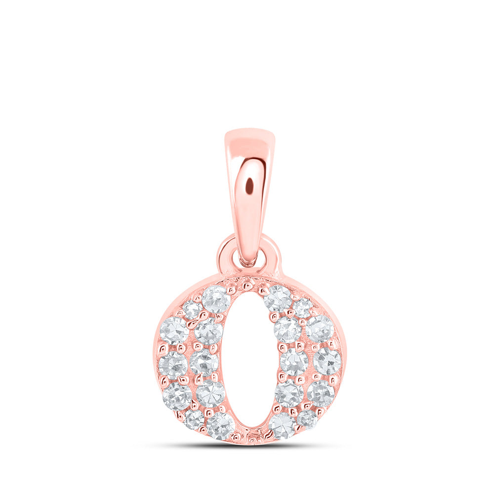 10K Rose Gold Womens Round Diamond Initial Letter Pendant