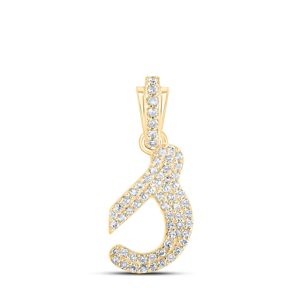 10K White Or Yellow Gold Womens Round Diamond S Cursive Initial Letter Pendant