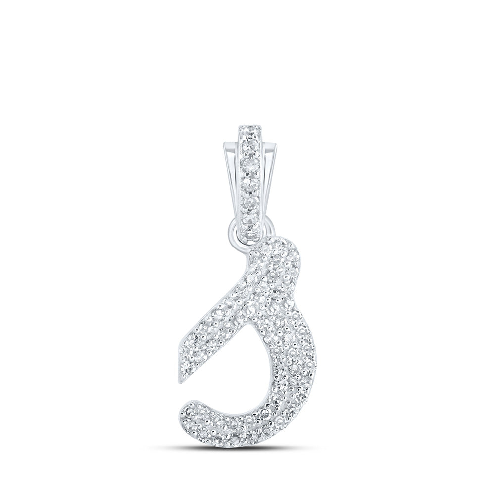 10K White Or Yellow Gold Womens Round Diamond S Cursive Initial Letter Pendant