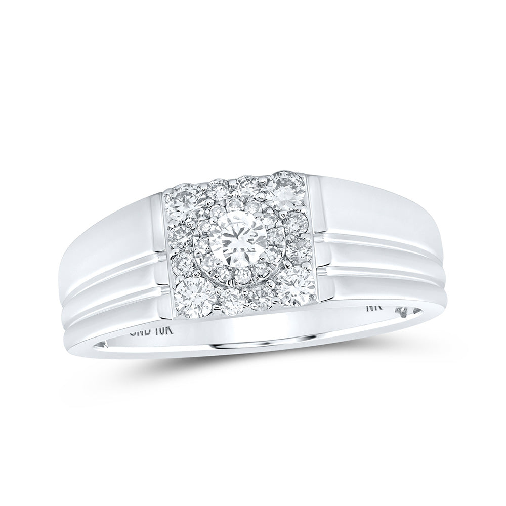 10K Yellow Or White Or Rose Gold Mens Round Diamond Solitaire Band Ring , Mens Size: 7-13