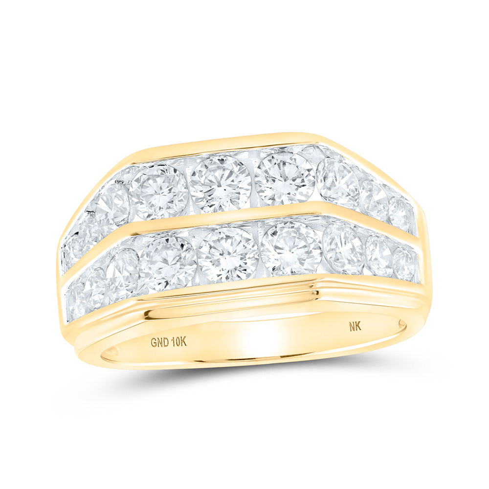 10K White Or Yellow Gold Mens Round Diamond Band Ring , Mens Size: 7-13
