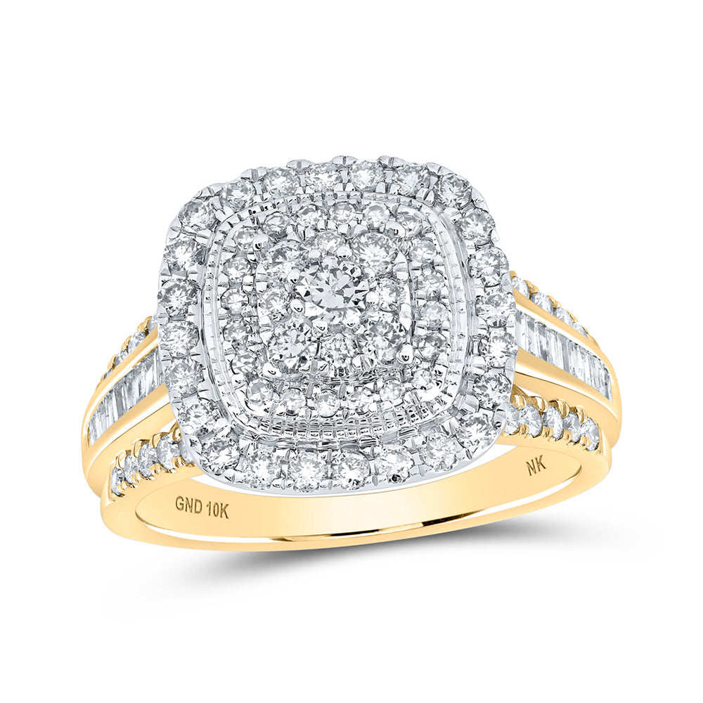 10K Yellow Or White Or Rose Gold Womens Round Diamond Square Ring , Womens Size: 5-10