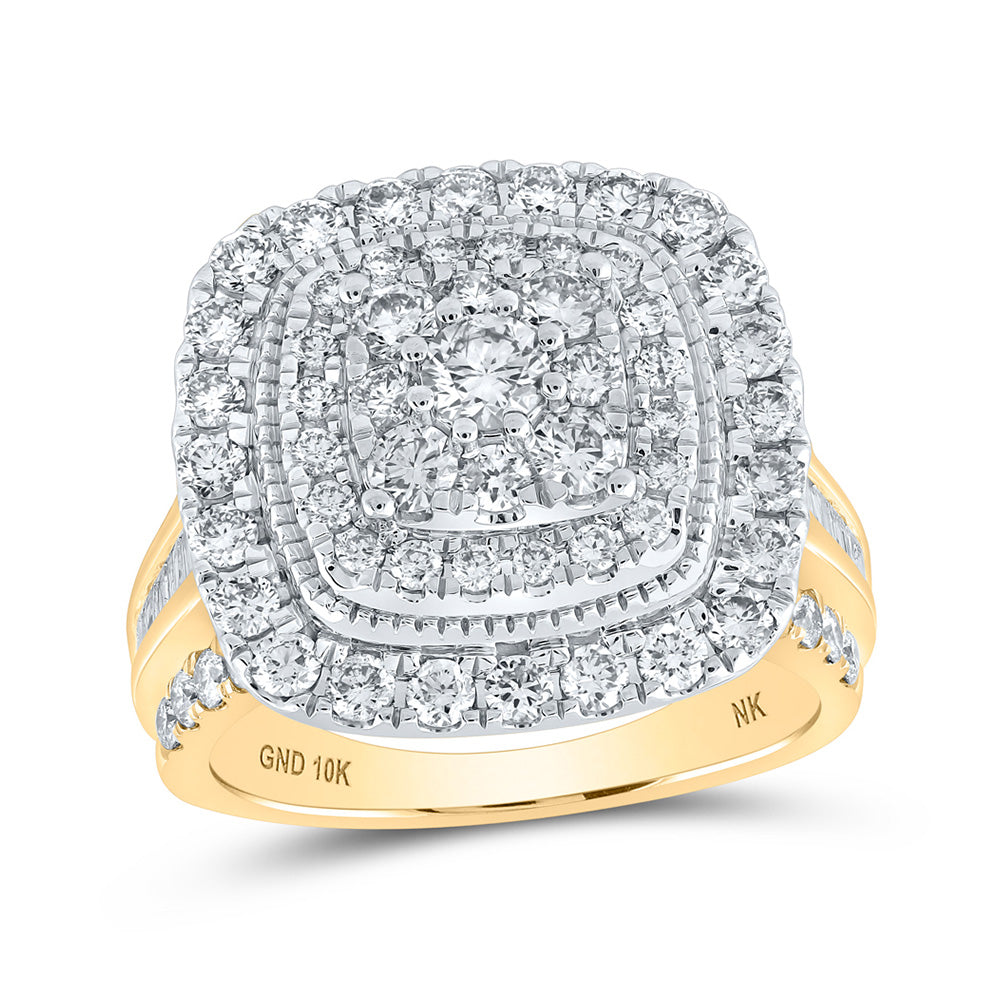 10K White Or Yellow Gold Round Diamond Halo Square Bridal Wedding Engagement Ring , Womens Size: 5-10