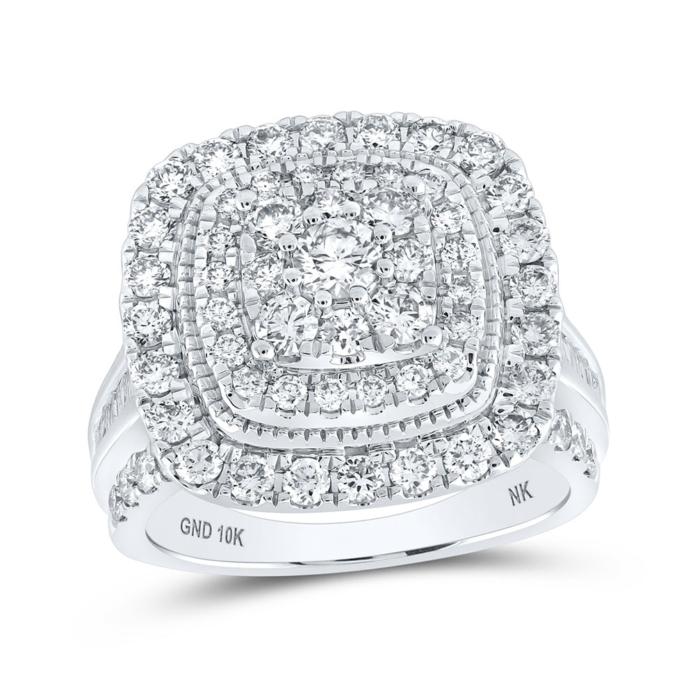 10K White Or Yellow Gold Round Diamond Halo Square Bridal Wedding Engagement Ring , Womens Size: 5-10