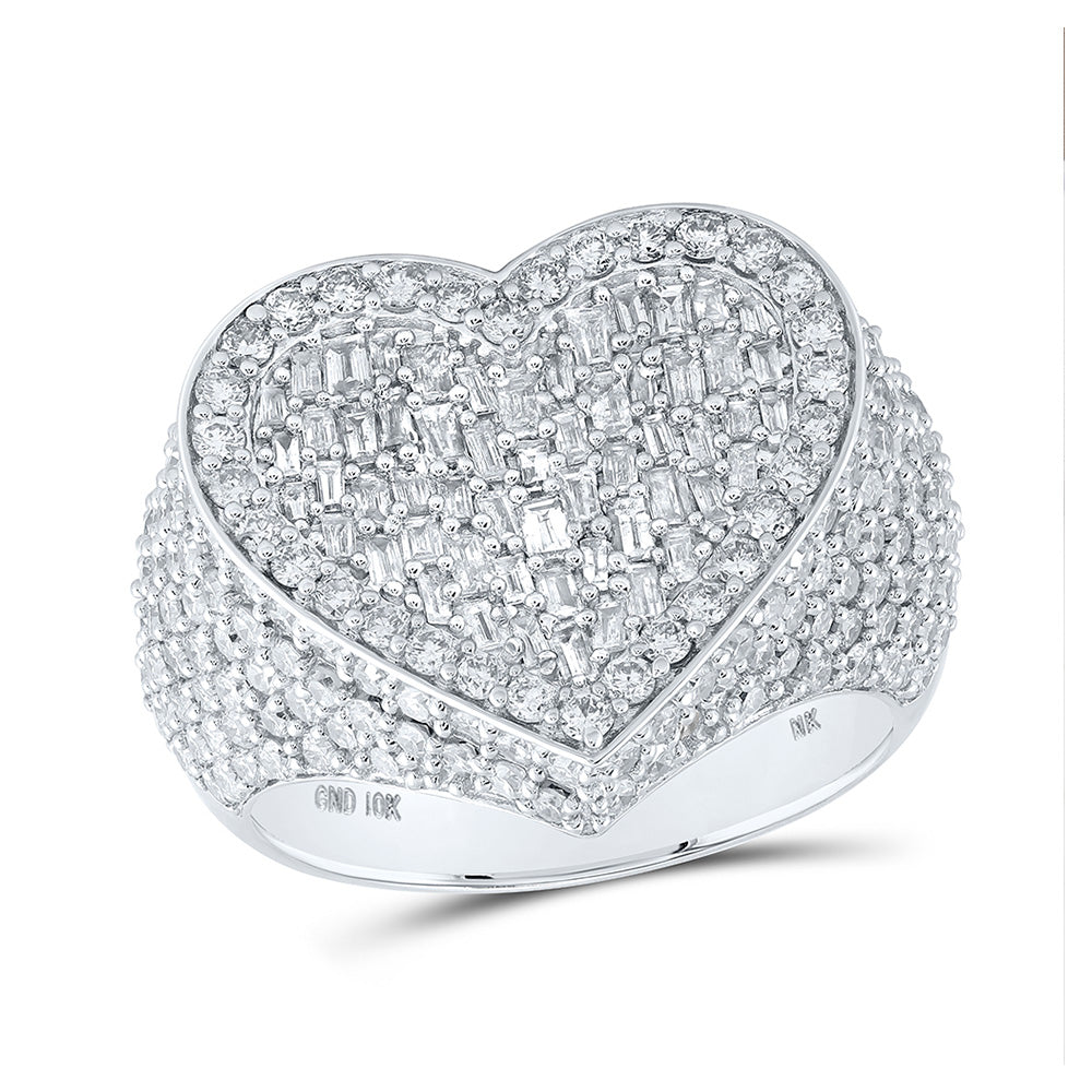 10K White Or Yellow Gold Womens Round Diamond Heart Ring, Womens Size: 5-10