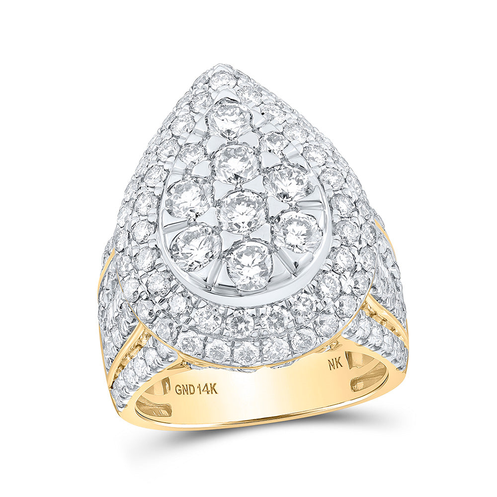 14K Yellow Or White Gold Womens Round Diamond Teardrop Fashion Ring 4 Cttw, Womens Size: 5-10