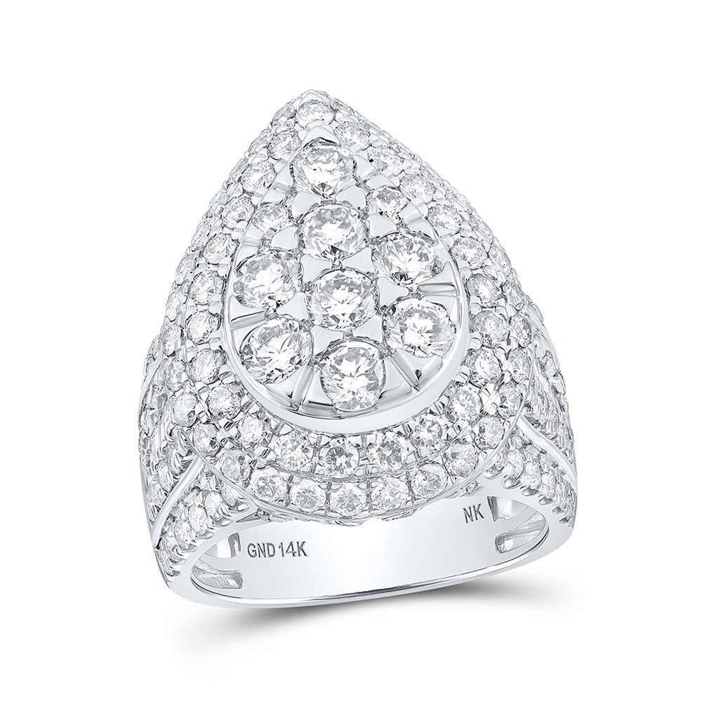 14K Yellow Or White Gold Womens Round Diamond Teardrop Fashion Ring 4 Cttw, Womens Size: 5-10