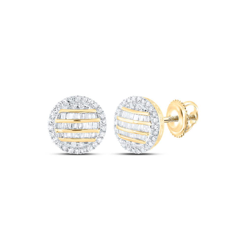 10K White Or Yellow Gold Baguette Diamond Circle Earrings