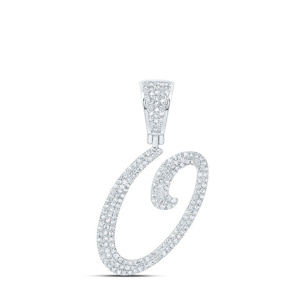 10K Yellow Or White Or Rose Gold Mens Round Diamond O Initial Letter Charm Pendant