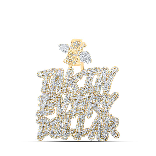 10K Yellow Gold Mens Round Diamond TAKIN EVERY DOLLAR Charm Pendant 3-5/8 Cttw