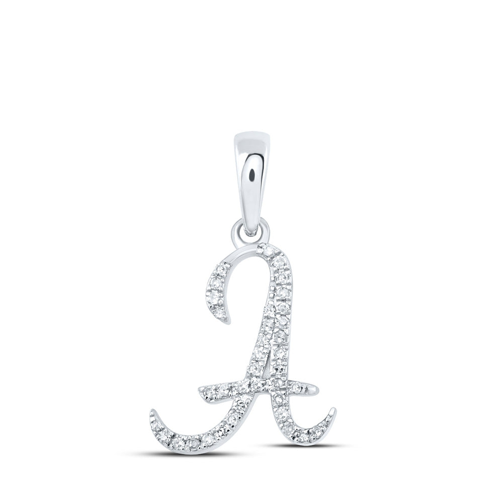 10K Rose Or Yellow Or White Gold Womens Round Diamond Initial Letter Pendant