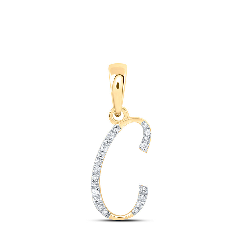 10K Rose Or Yellow Or White Gold Womens Round Diamond Initial Letter Pendant