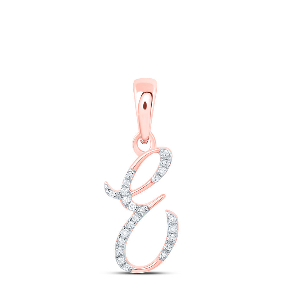 10K Rose Or Yellow Or White Gold Womens Round Diamond Initial Letter Pendant